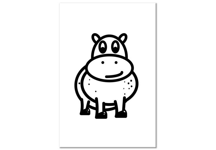 Canvas Print Hippo - black and white drawing image of a smiling hippo