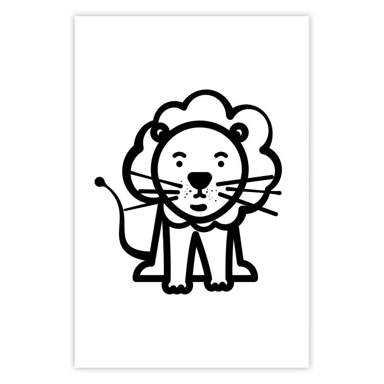 Poster Little King - black small and cute animal on a solid white background