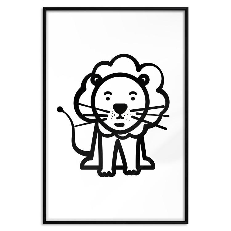 Poster Little King - black small and cute animal on a solid white background