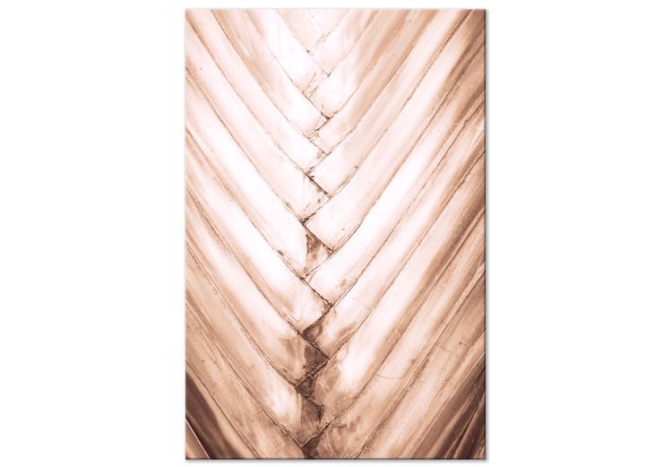 Canvas Print Slim leaves - Structure of a dry palm leaf in a delicate bronze
