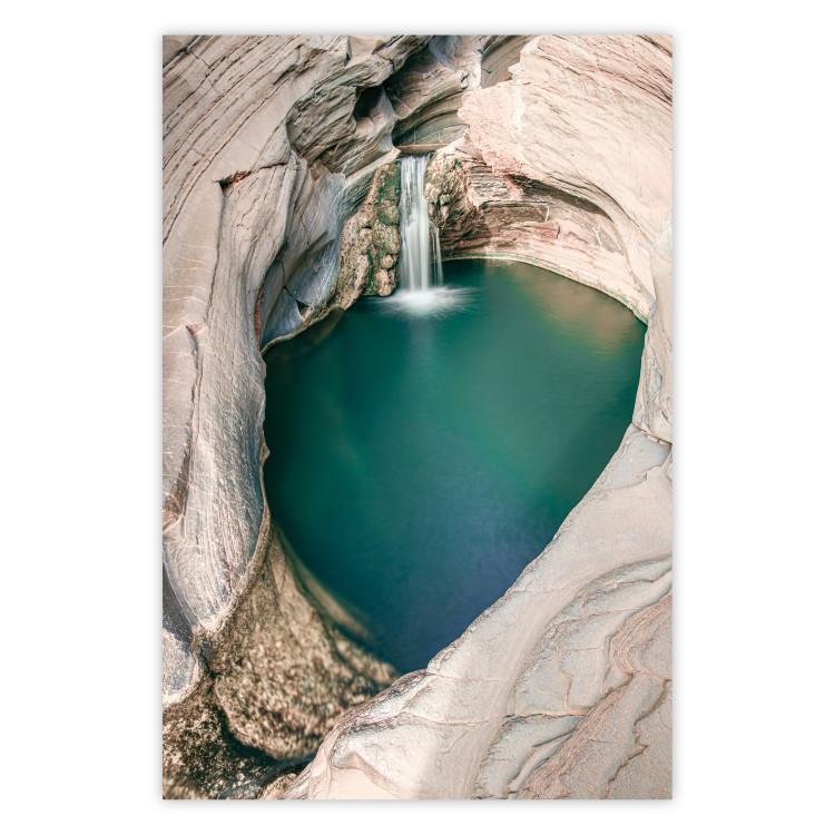 Poster Hidden Refreshment - landscape of turquoise water among rocky cliffs
