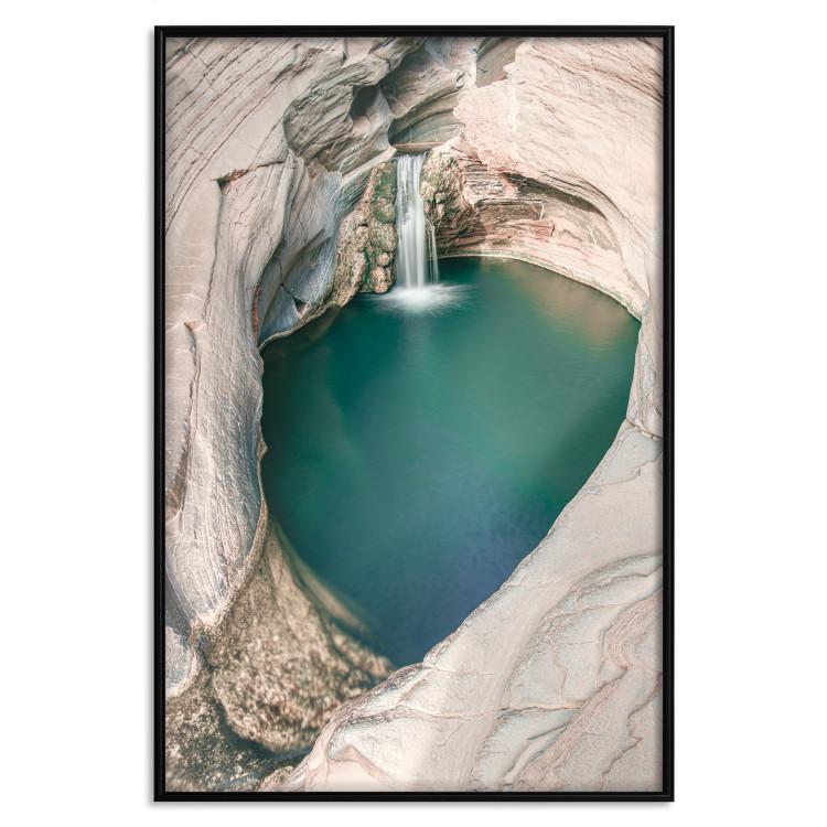Poster Hidden Refreshment - landscape of turquoise water among rocky cliffs