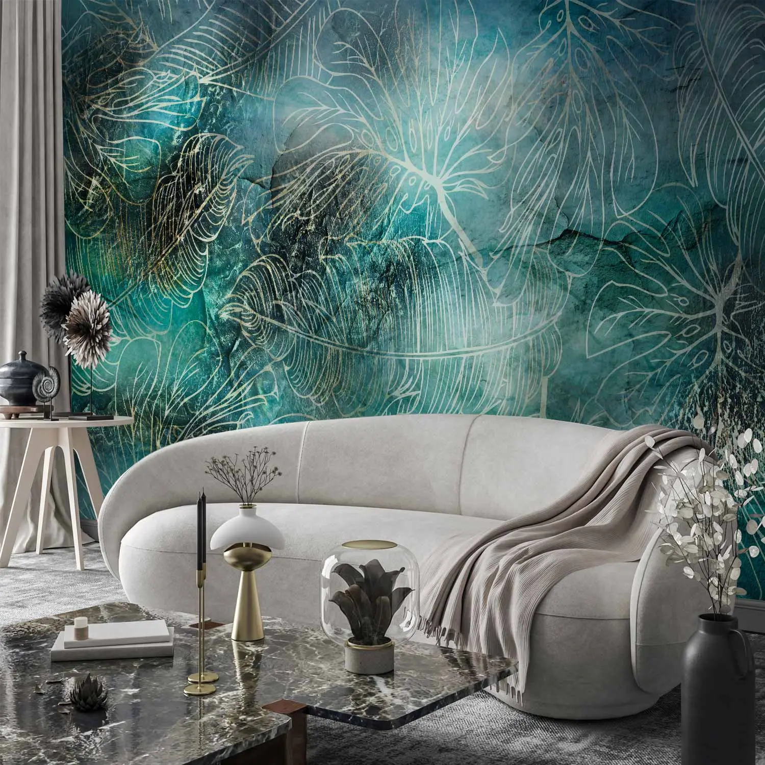 turquoise and gold wallpaper uk