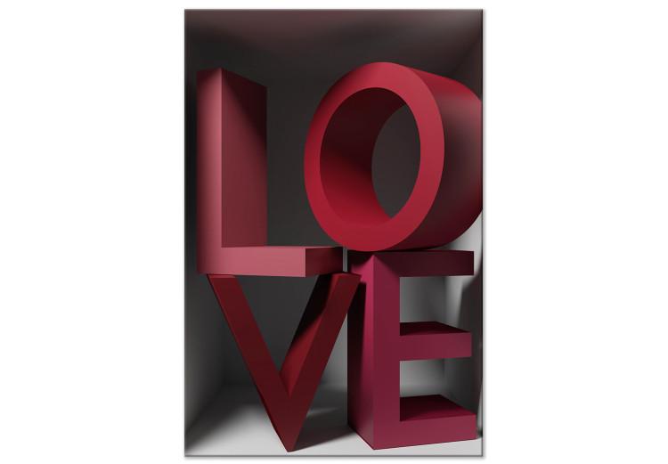 Canvas Print Love in Reds (1-piece) Vertical - English 3D text