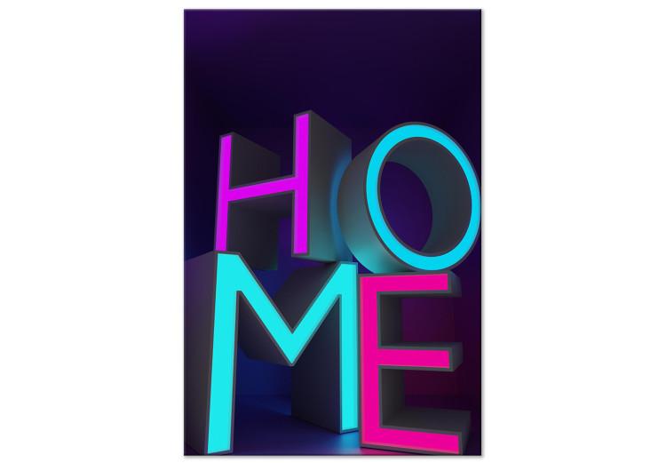 Canvas Print Neon Home (1-piece) Vertical - 3D neon English text
