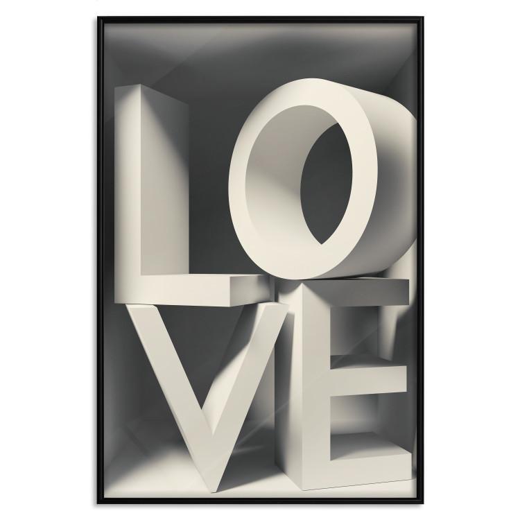 Poster Love in Grays - white texts with imitation of 3D effect on a light background