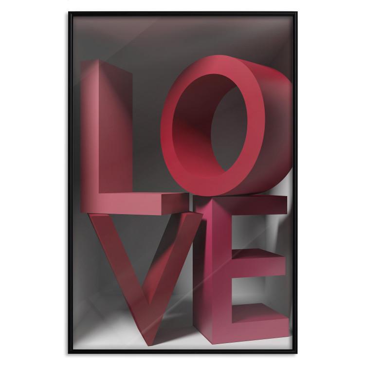 Poster Love in Reds - red texts with 3D effect on a light background