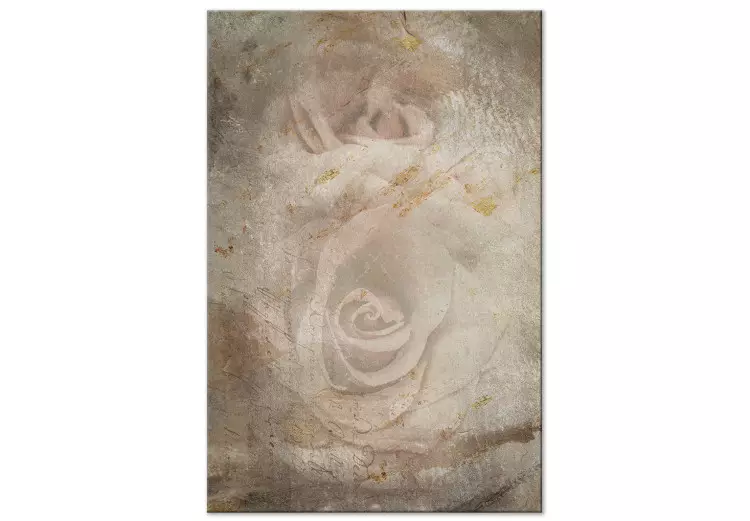 Frozen Rose - Retro composition with flowers on a beige background