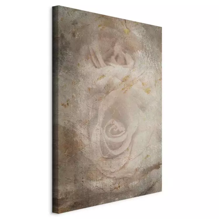Frozen Rose - Retro composition with flowers on a beige background