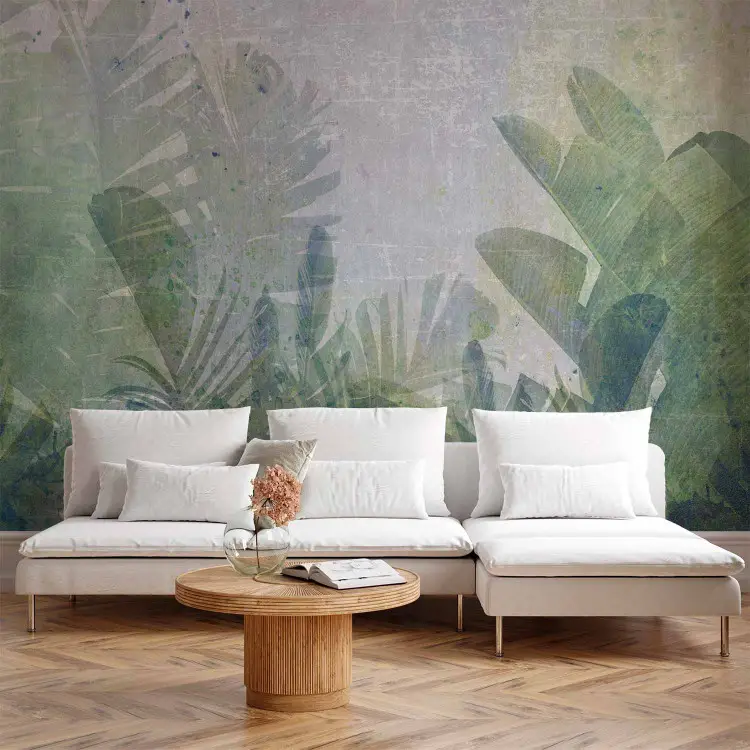 Banana field in the jungle - exotic plant motif with green leaves