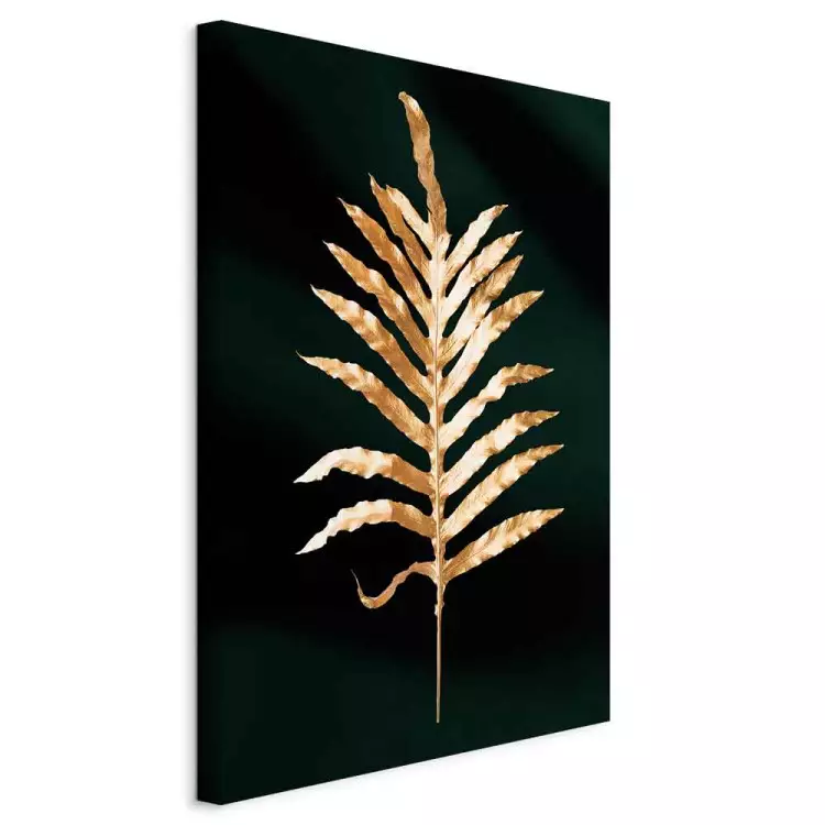 Golden palm leaf - Botanical theme on a background of green