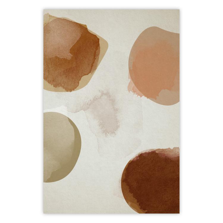 Poster Beige Abstraction - abstract four spheres on a light beige background