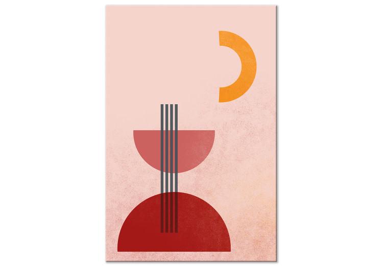 Abstract fountain and moon - graphic motif in red colors