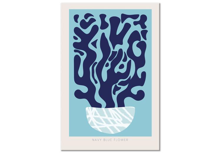 Canvas Print Navy blue plant in a pot - Abstract, still life with the inscription