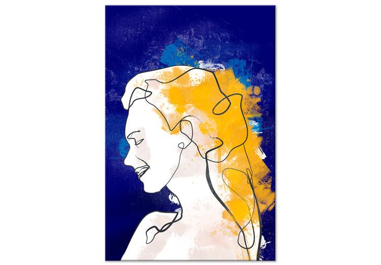 Canvas Print Portrait on a blue background - graphic in a minimalist style