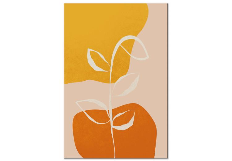 Canvas Print White twig - Abstract botanical motif in pastel colors