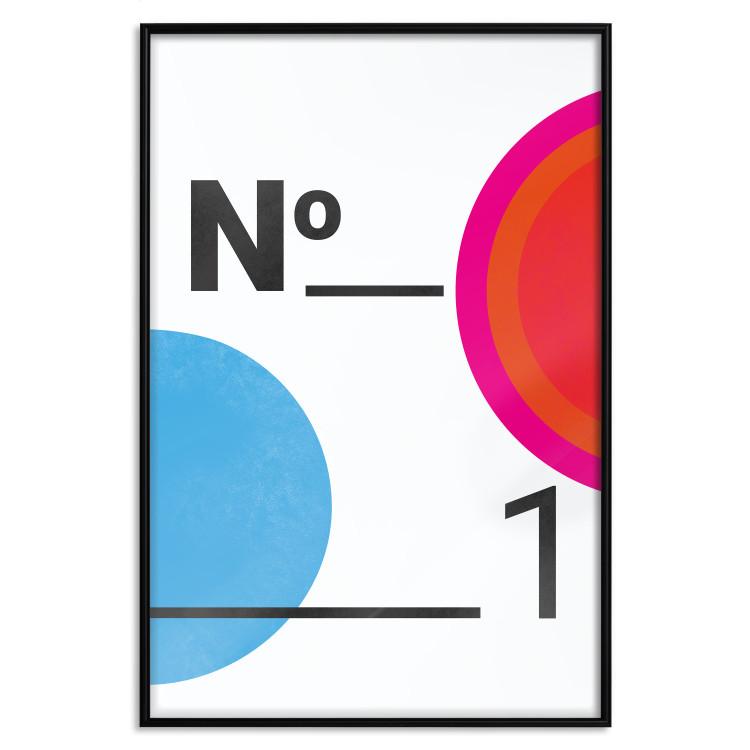 Poster Number 1 - black numbers and colorful geometric figures on a white background