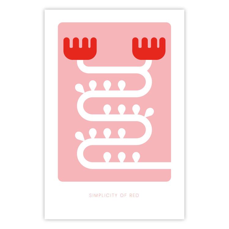 Poster Simplicity of Red - texts and abstract white pattern on a pink background