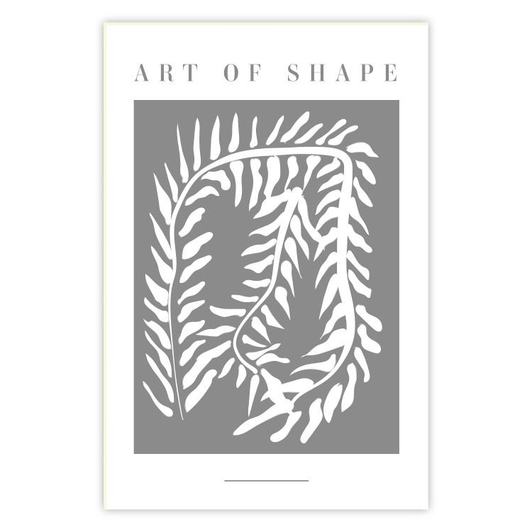 Poster Art of Shape - English texts and a white plant on a gray background