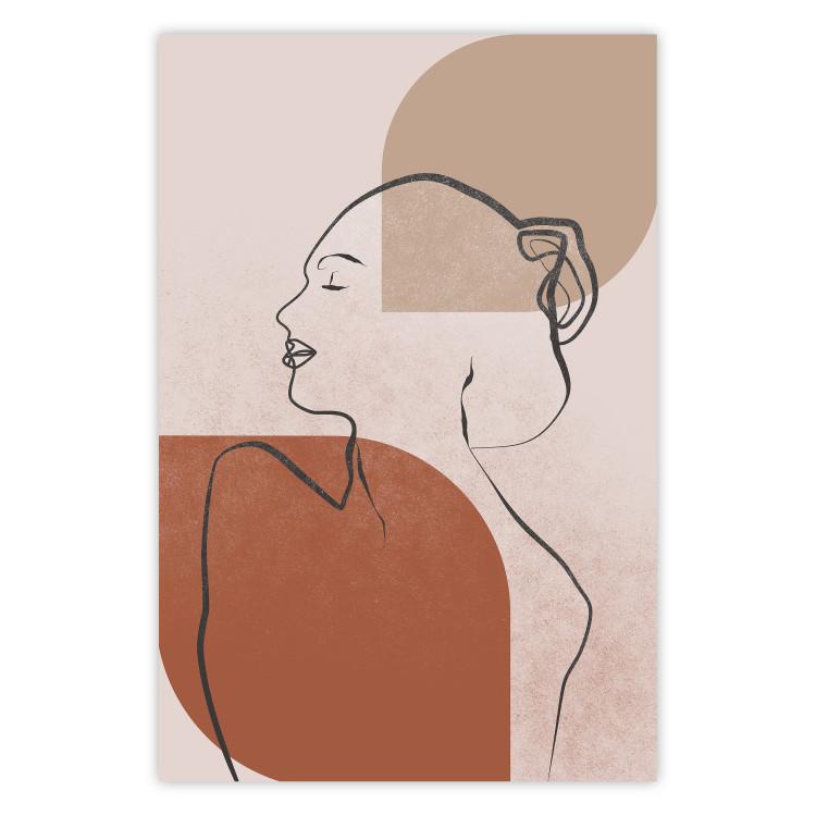 Poster Waiting for the Sun - line art of a female silhouette on an abstract background