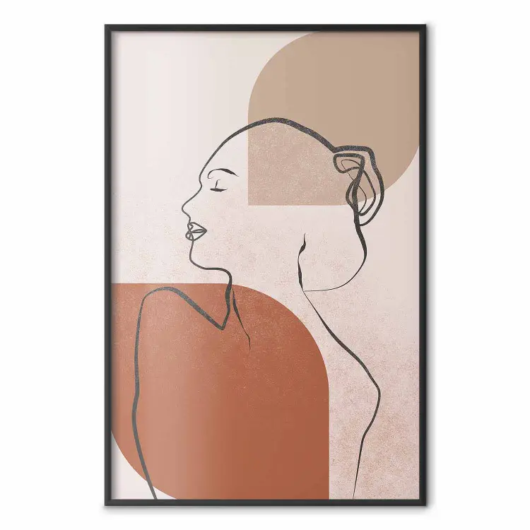 Waiting for the Sun - line art of a female silhouette on an abstract background