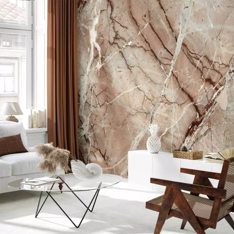 Elegant old stone - background in beige marble pattern with cracks