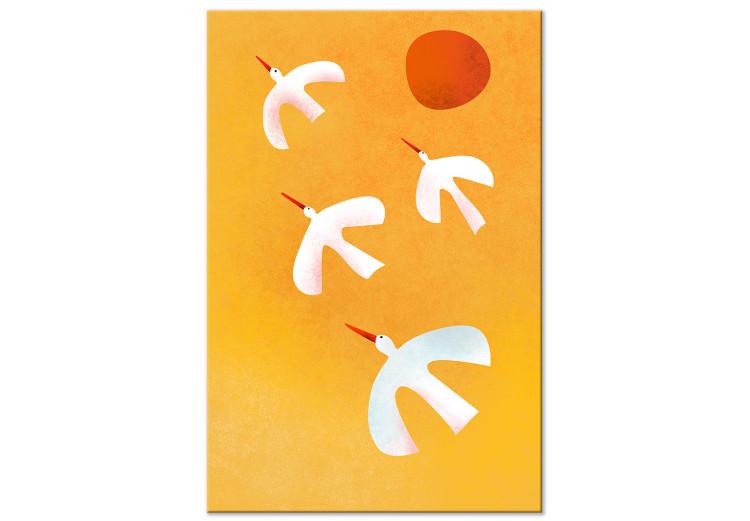 Canvas Print Four storks - Colorful graphics inspired by illustrations for children