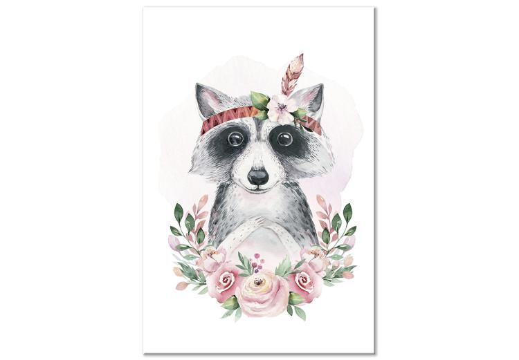 Canvas Print Raccoon with headband - Colorful graphics with animals for children