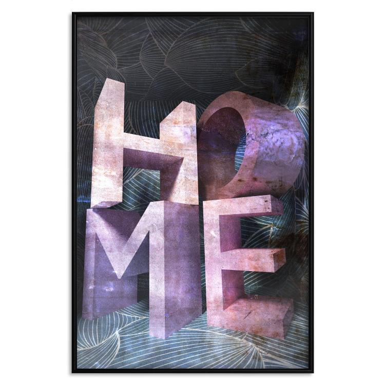 Poster Home in Violets - violet 3D text on an abstract background