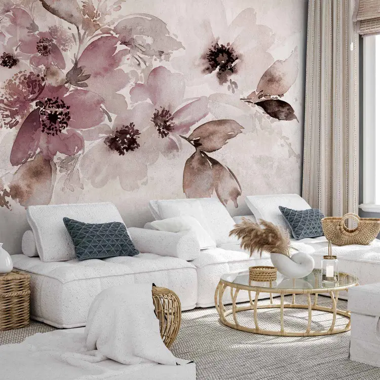 Fleeting Shades - Pink and White Flowers on a Light Pastel Background