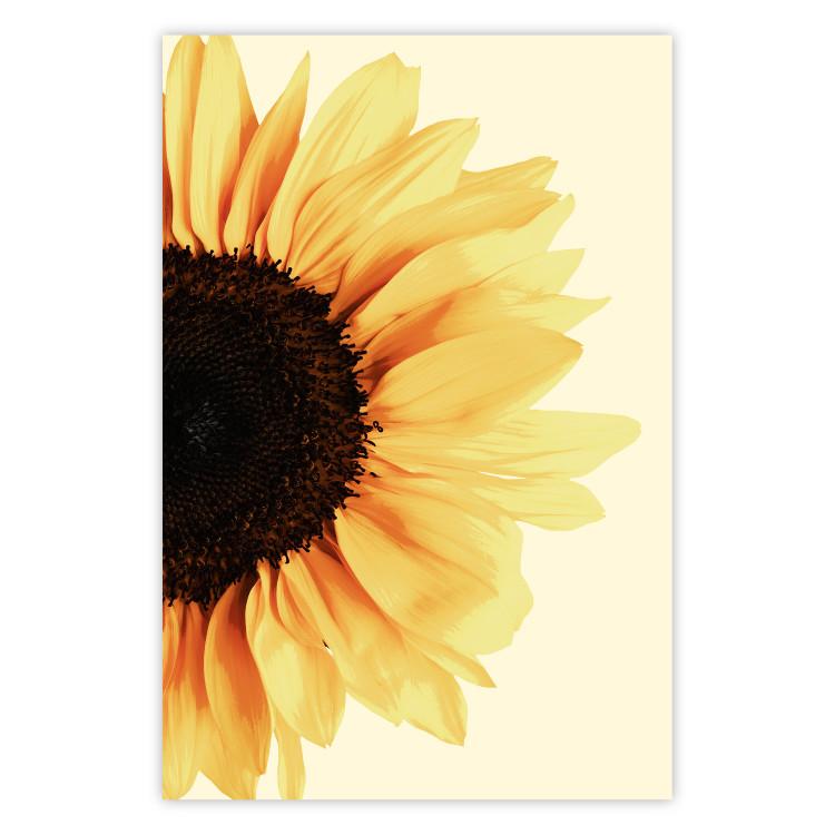 Poster Closer to the Sun - natural sunflower on a gently yellow background