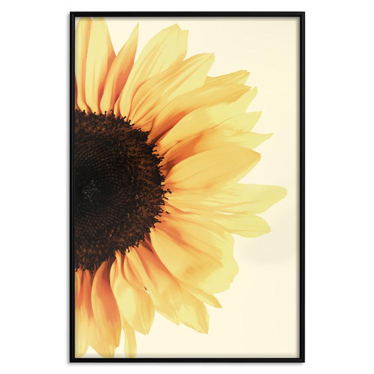 Poster Closer to the Sun - natural sunflower on a gently yellow background