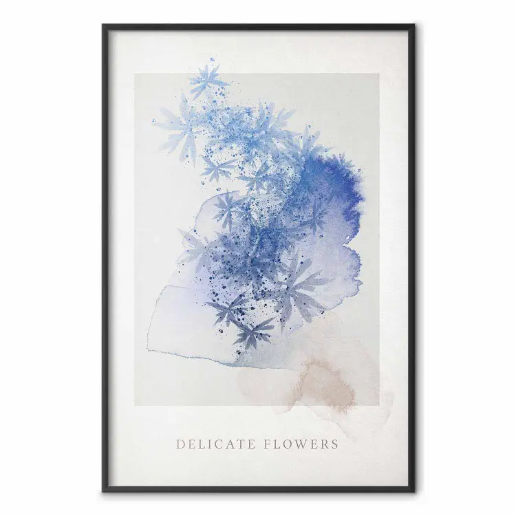 Delicate Flowers - English texts and blue watercolor flowers