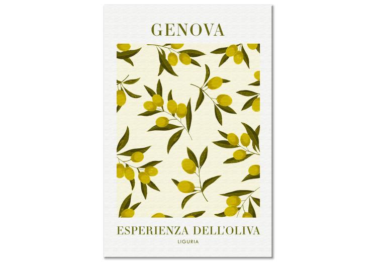Canvas Print Olive branch - still life with fruits and inscription in Italian