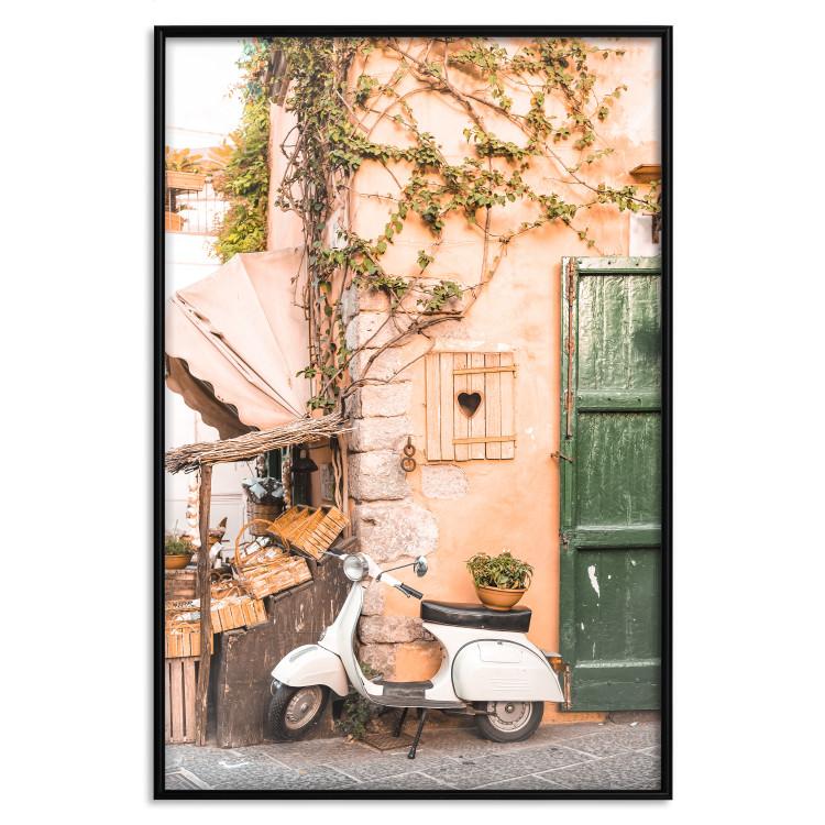 Poster Italian Afternoon - composition with a white scooter standing on the street