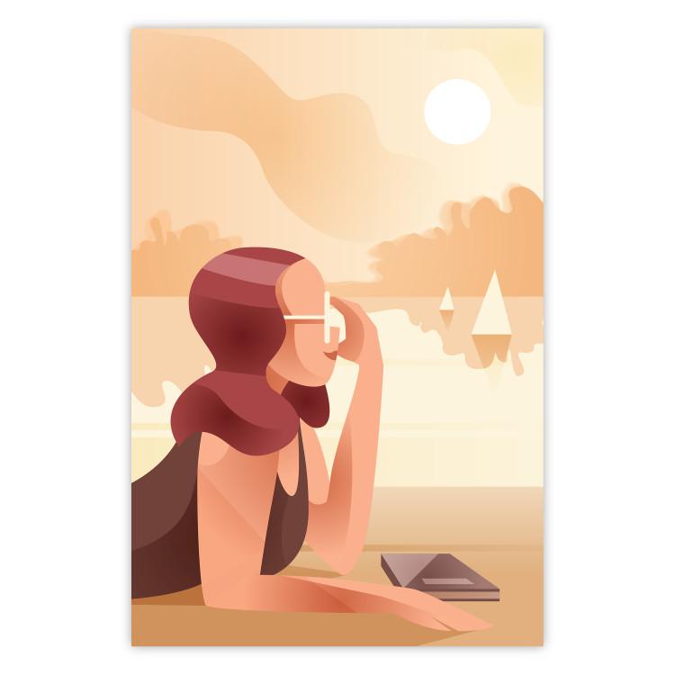 Poster Vacation Journal - warm summer composition with a woman on the beach