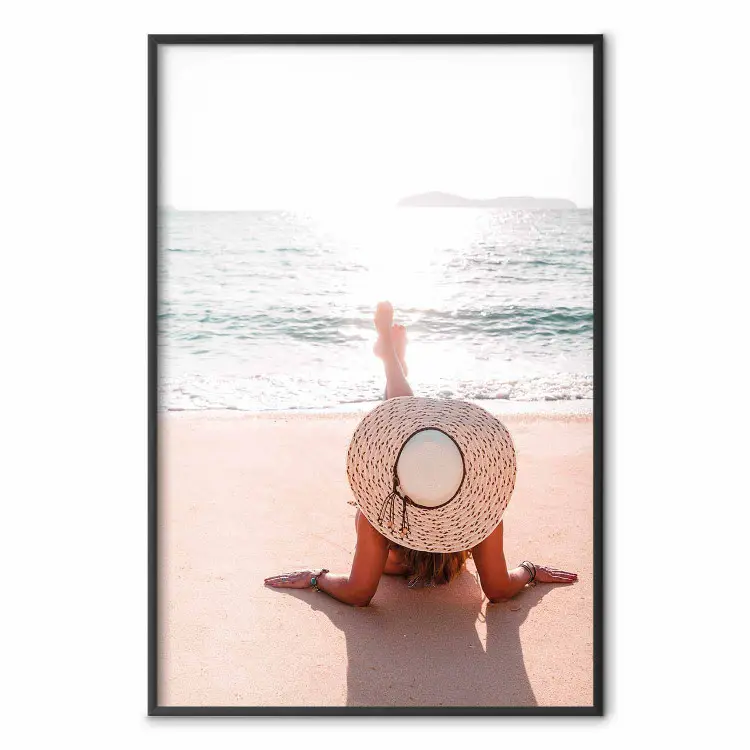 Countryside on the Beach - a summer landscape with a woman against a calm sea backdrop