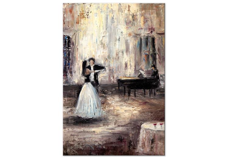 Canvas Print Dancing couple - artistic composition with people and piano