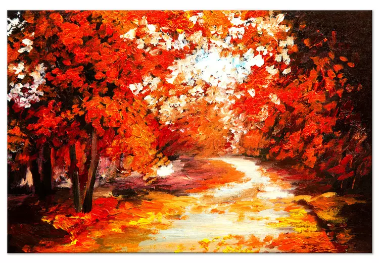 Autumnal Road Between Trees - Impressionistic Landscape