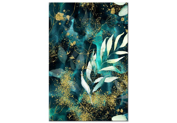Canvas Print Starry Nature (1-piece) Vertical - abstract blue leaves