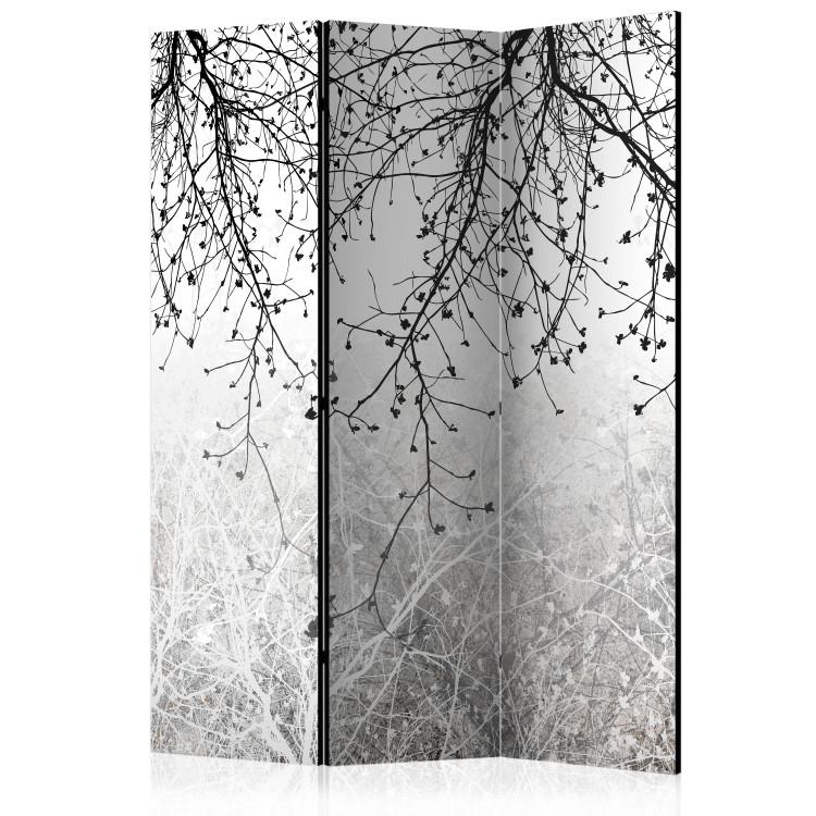 Room Divider Natural Brightness (3-piece) - Black and white composition in plants