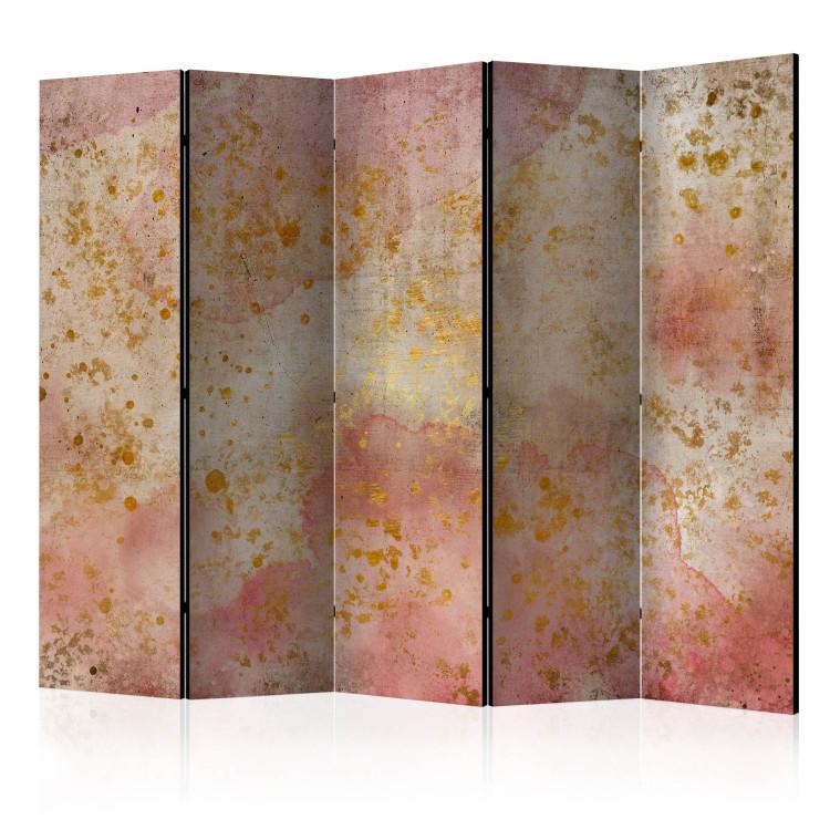 Room Divider Golden Bubbles II (5-piece) - Watercolor abstraction on concrete background