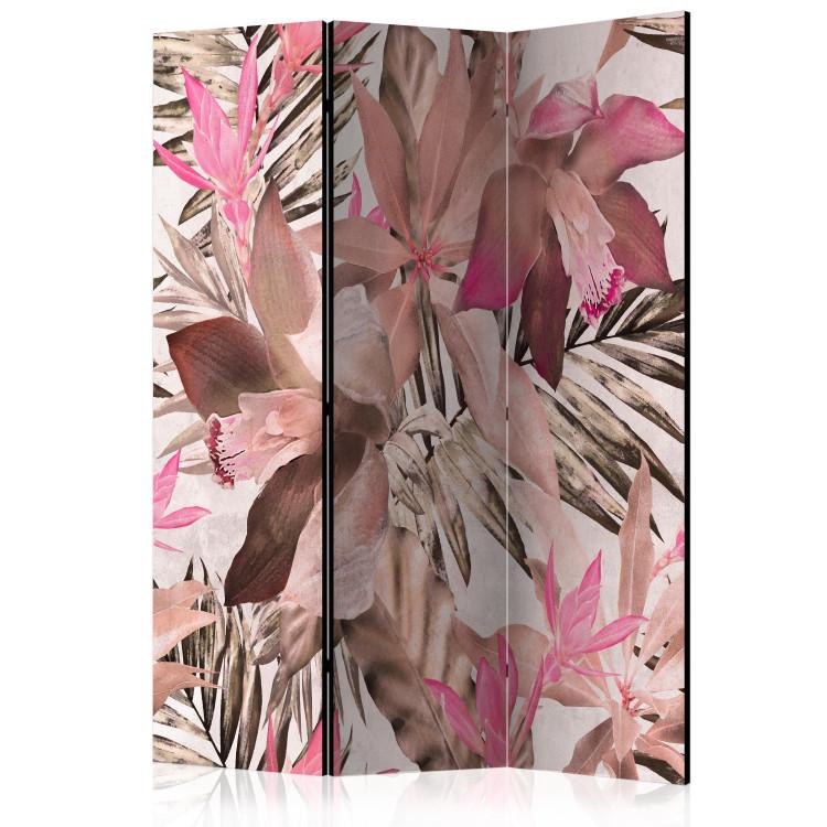 Room Divider Blooming Jungle (3-piece) - Pattern in colorful flowers on light background