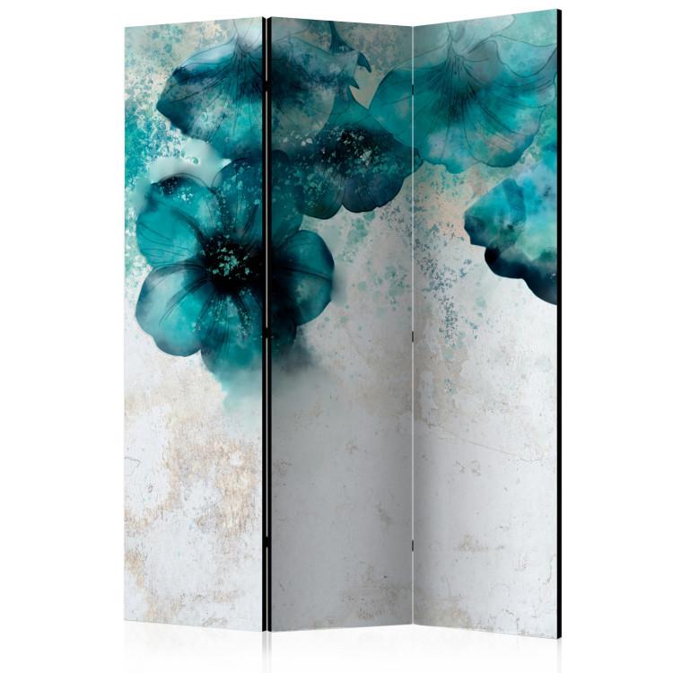 Room Divider Blue Poppies (3-piece) - Beautiful blue flowers on light background