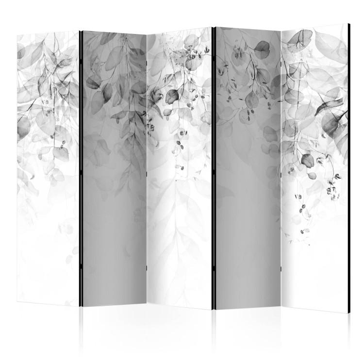 Room Divider Touch of Nature - Third Variant II (5-piece) - Black and white forest