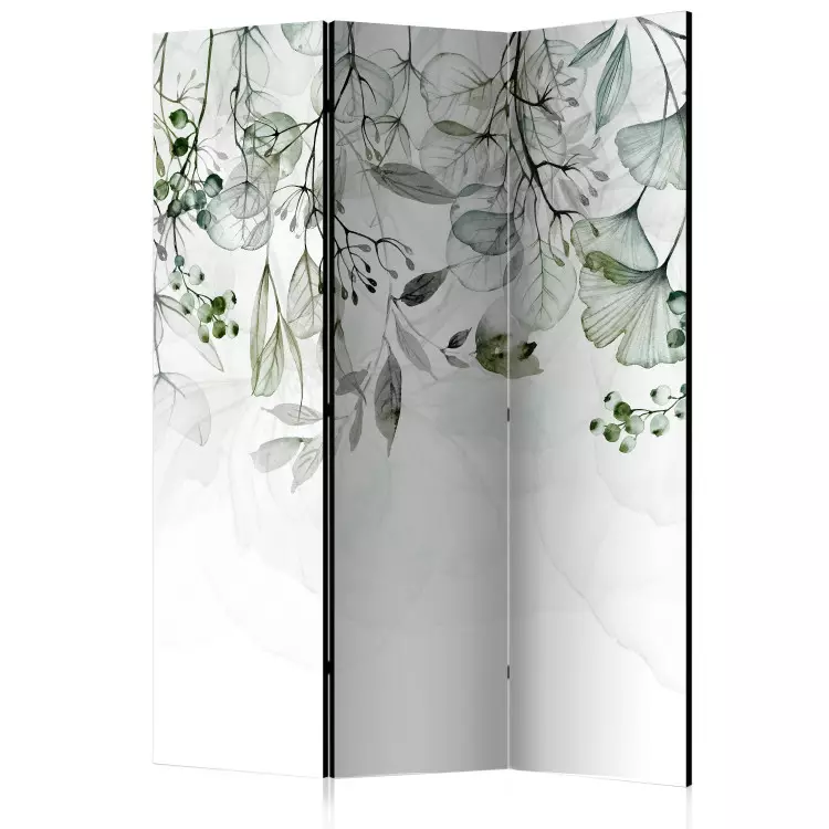 Room Divider Misty Nature - Green (3-piece) - Plant composition on white