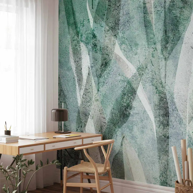 Green, white and gray leaves - composition with plant motifs