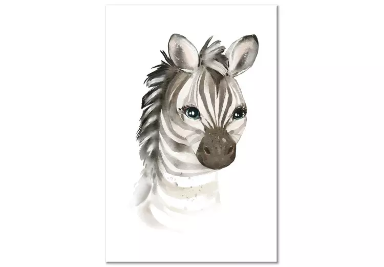 Canvas Print Drawing, Joyful Zebra - A watercolor stylized composition