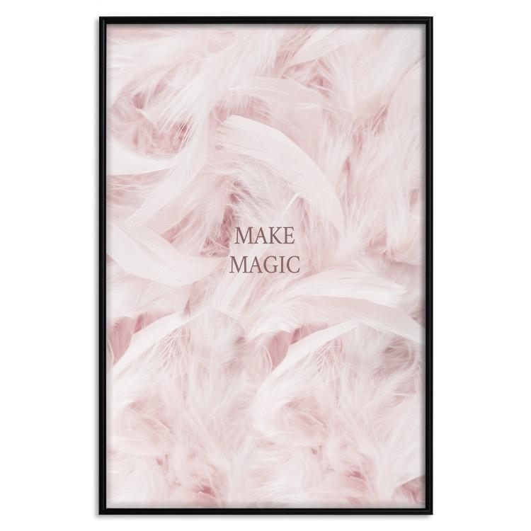 Poster Pink Feathers - fluffy pastel composition with English text