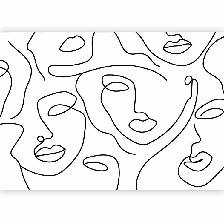 Black and white abstract with faces - minimalist portraits of women